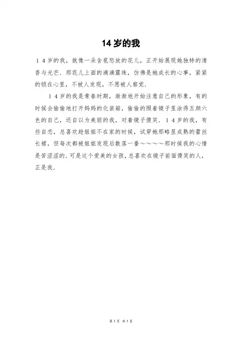 14岁的我_初一作文