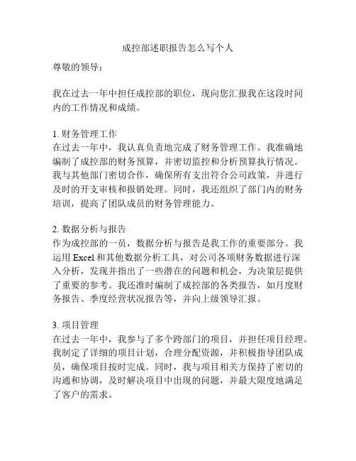 成控部述职报告怎么写个人