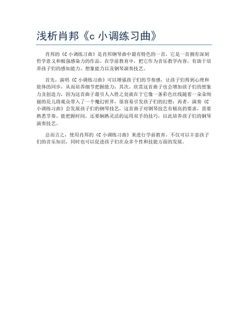 浅析肖邦《c小调练习曲》