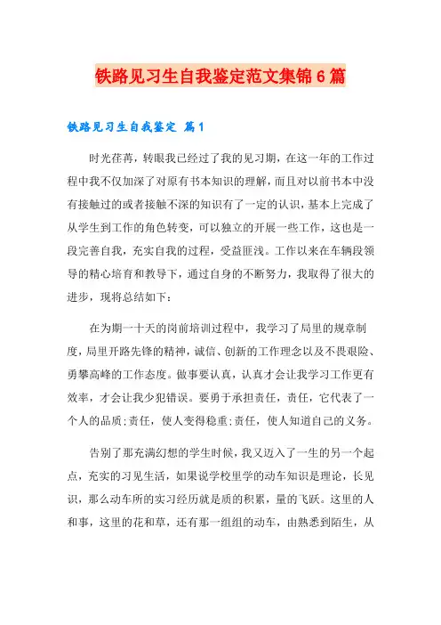 铁路见习生自我鉴定范文集锦6篇