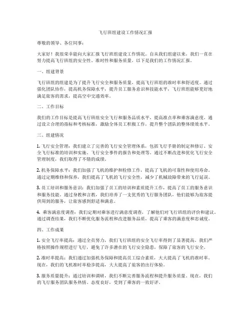 飞行班组建设工作情况汇报