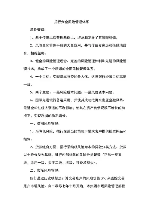 招行六全风险管理体系