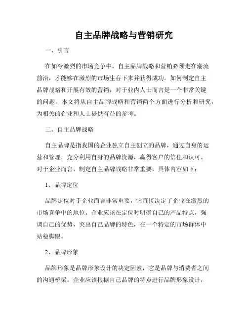 自主品牌战略与营销研究