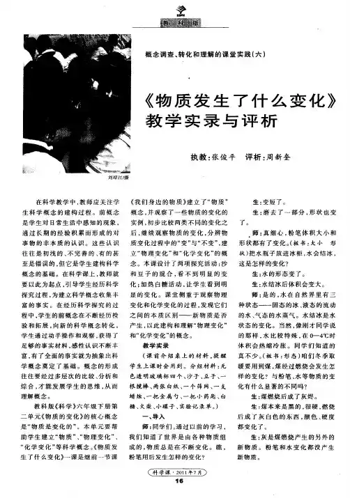 《物质发生了什么变化》教学实录与评析