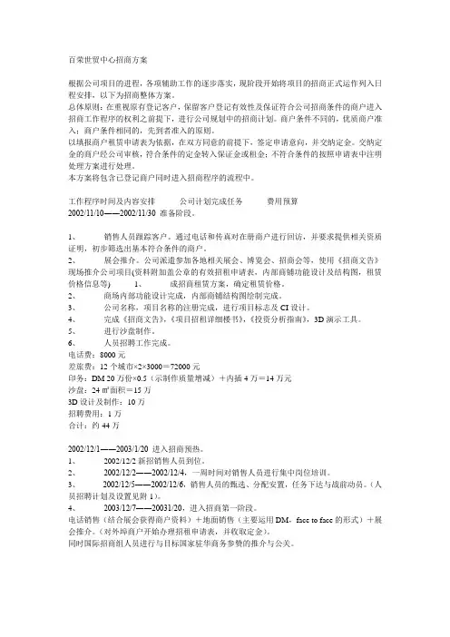 百荣世贸中心招商方案