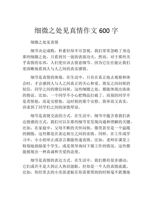 细微之处见真情作文600字