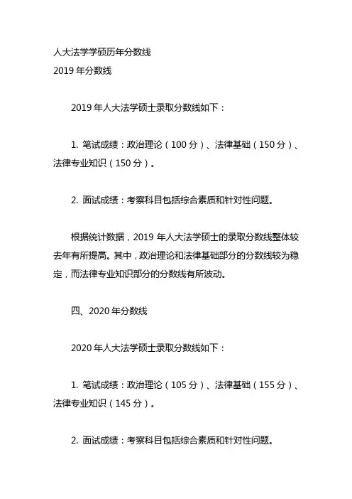 人大法学学硕历年分数线