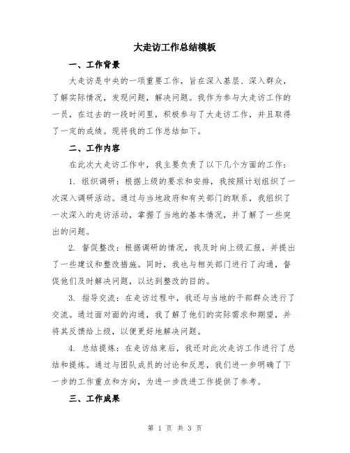 大走访工作总结模板
