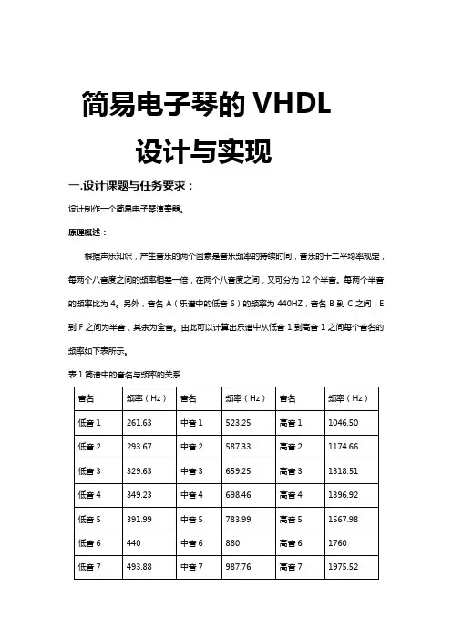 【精品】简易电子琴的HDL仿真与实现