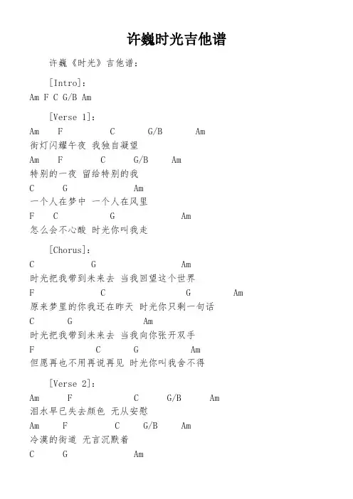 许巍时光吉他谱