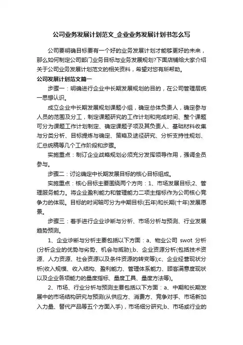 公司业务发展计划范文_企业业务发展计划书怎么写