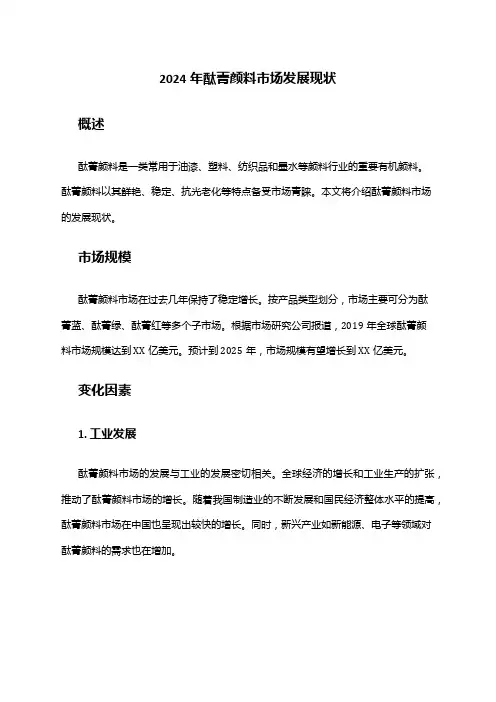 2024年酞菁颜料市场发展现状