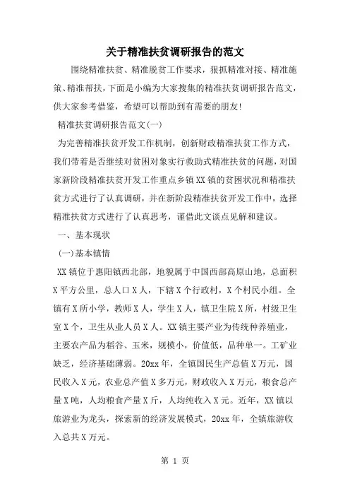 关于精准扶贫调研报告的范文-精选范文