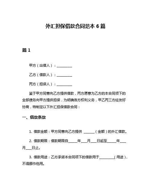 外汇担保借款合同范本6篇