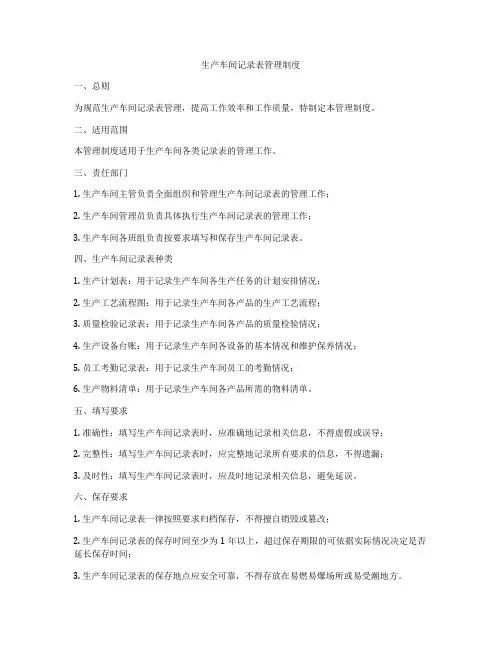 生产车间记录表管理制度