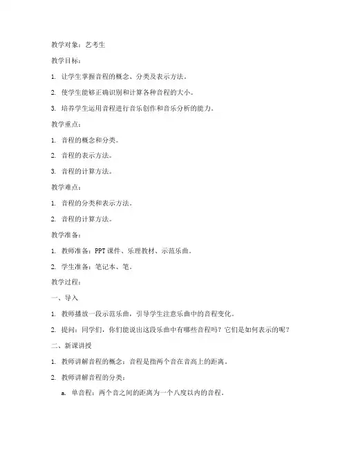 艺考乐理音程教案模板范文
