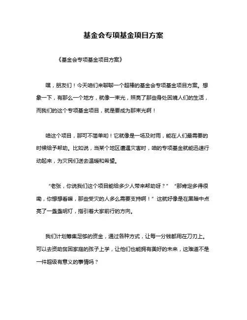 基金会专项基金项目方案