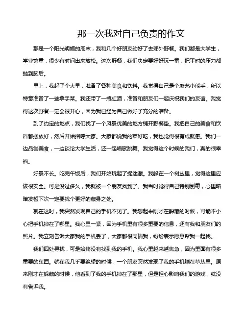 那一次我对自己负责的作文