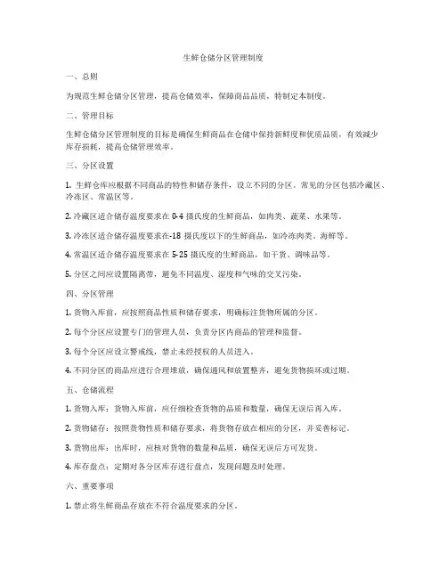 生鲜仓储分区管理制度