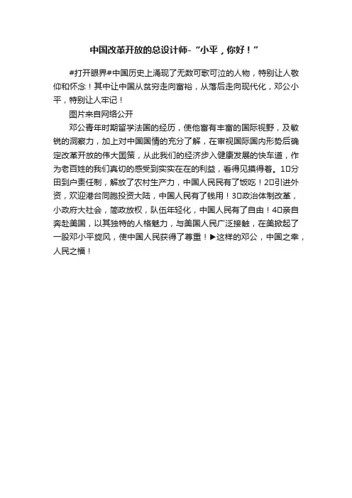 中国改革开放的总设计师-“小平，你好！”