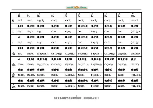 人教版九年级化学化学式汇总.doc