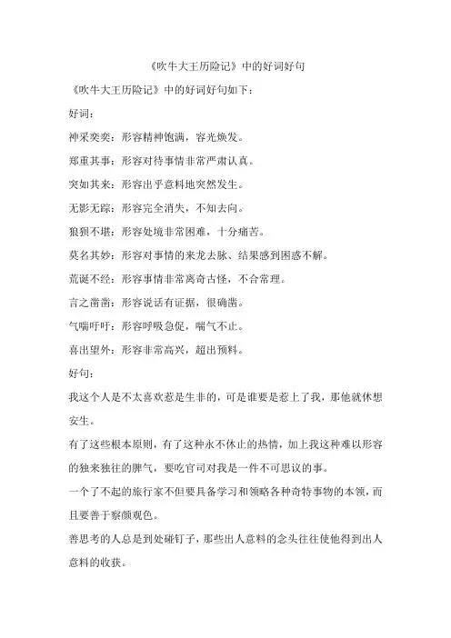 吹牛大王历险记好词好句