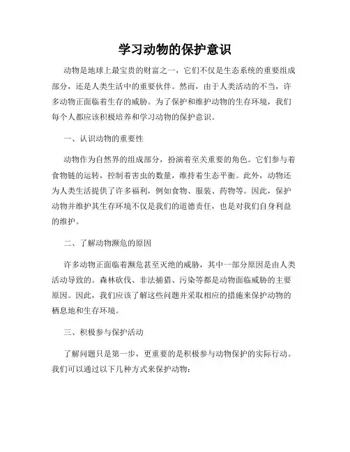 学习动物的保护意识