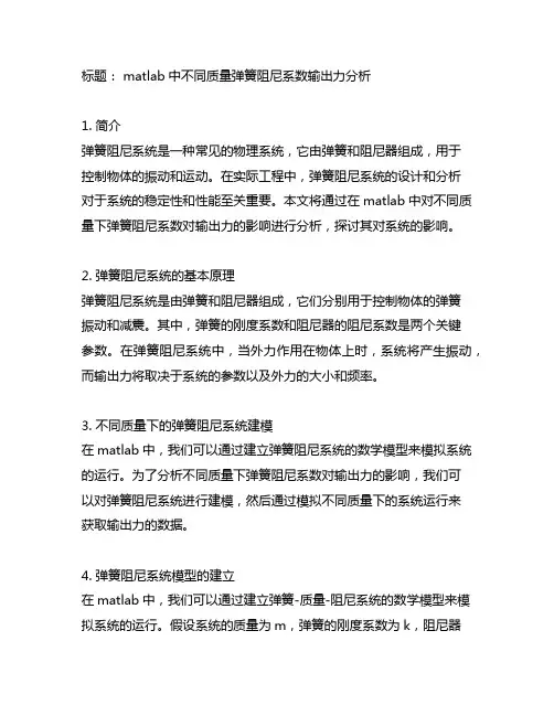 matlab中不同质量弹簧阻尼系数输出力