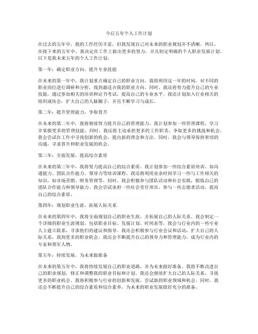 今后五年个人工作计划
