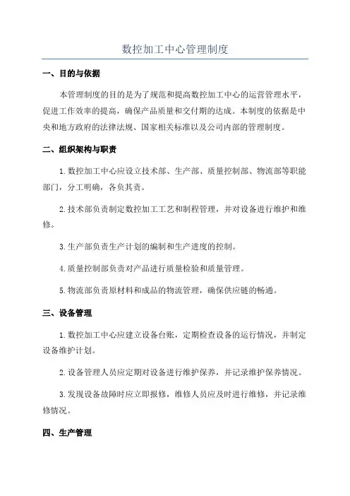 数控加工中心管理制度