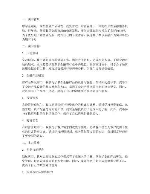 摩尔金融实习报告