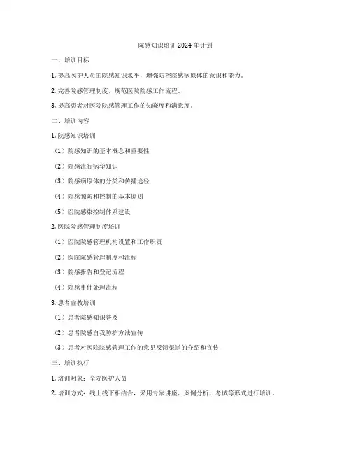 院感知识培训2024年计划