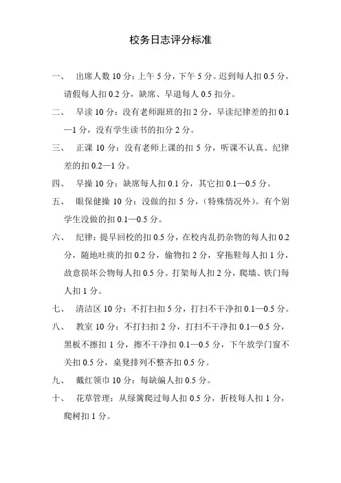 校务日志评分标准