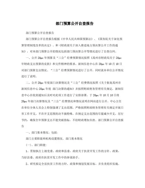 部门预算公开自查报告