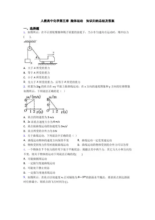 人教高中化学第五章 抛体运动  知识归纳总结及答案