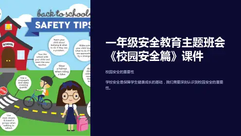 一年级安全教育主题班会《校园安全篇》课件