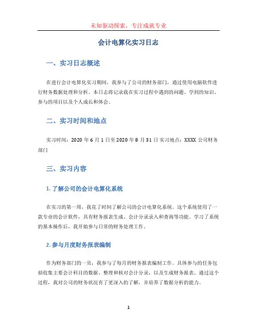 会计电算化实习日志