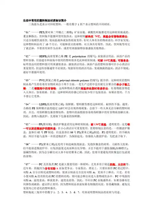 生活中常用的塑料制品材质标识简介