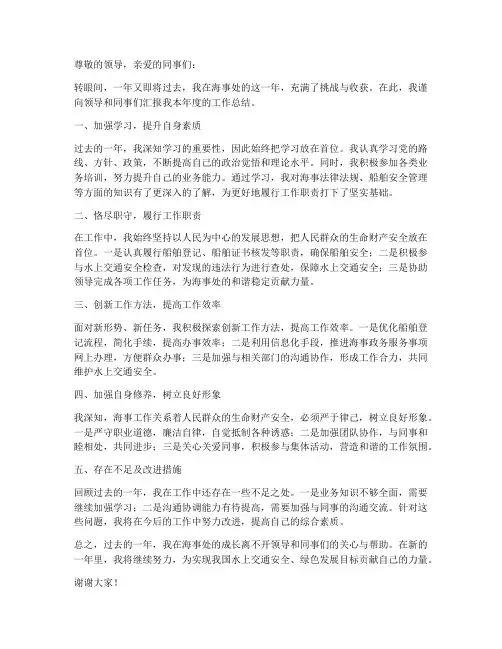 海事处年度个人工作总结