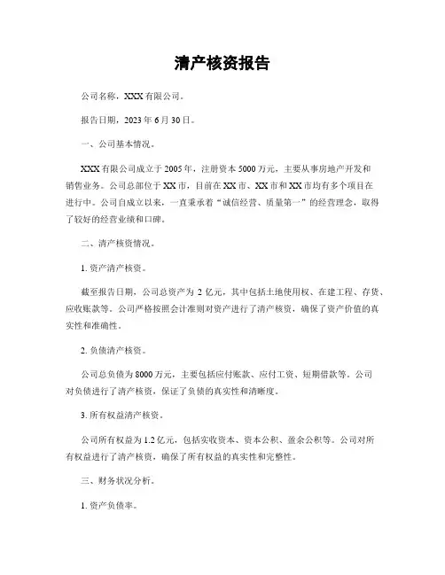 清产核资报告
