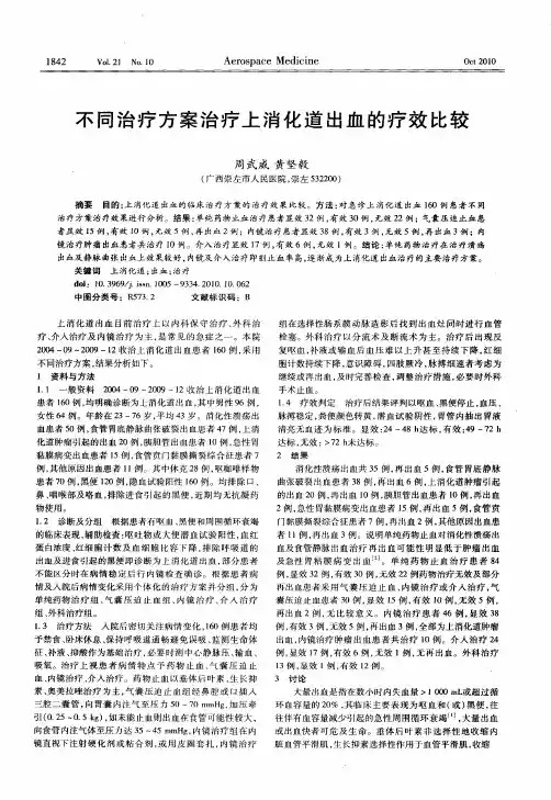 不同治疗方案治疗上消化道出血的疗效比较