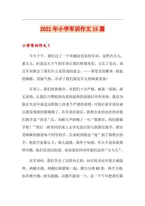 2021年小学军训作文15篇