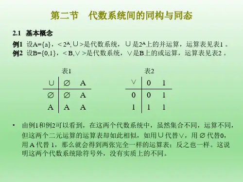 (大学)离散数学：第四章代数系统  第二节 代数系统间的同构与同态