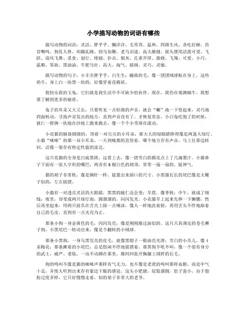 小学描写动物的词语有哪些