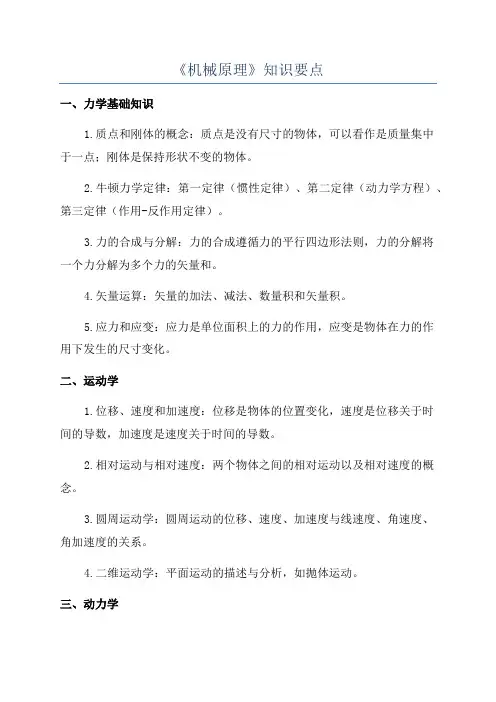 《机械原理》知识要点