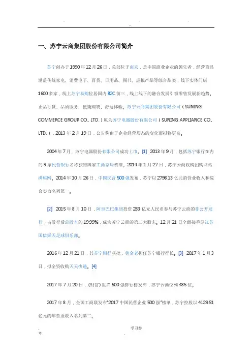 苏宁财务报表分析