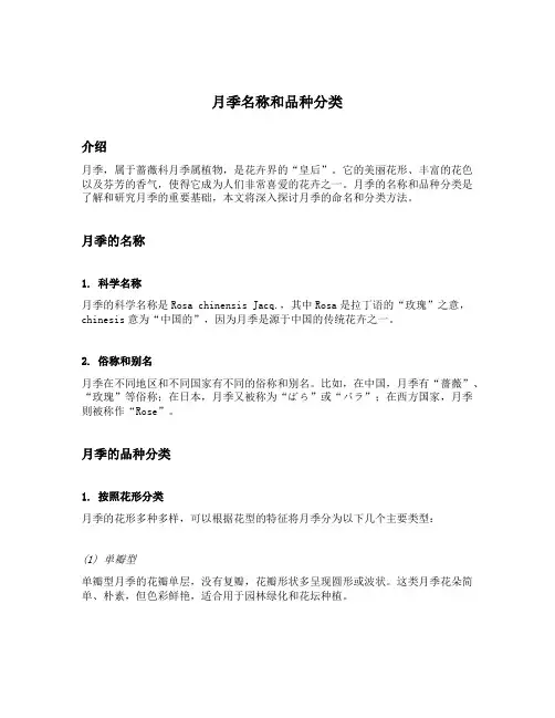 月季名称和品种分类