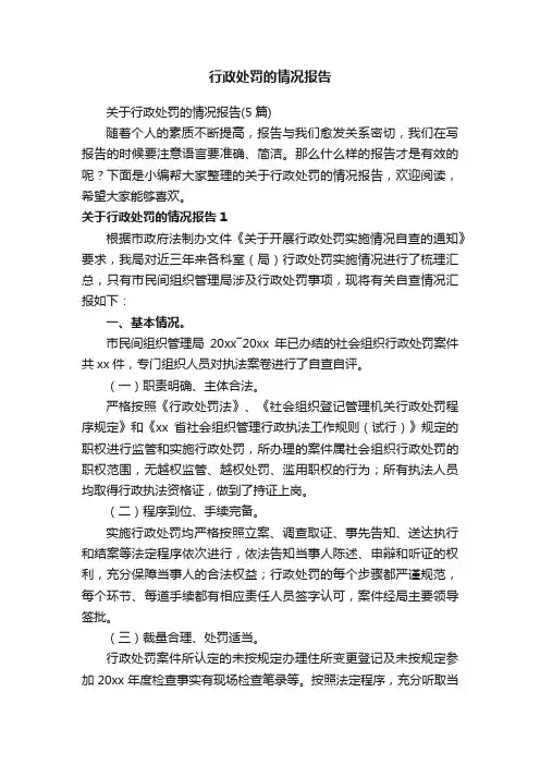 行政处罚的情况报告