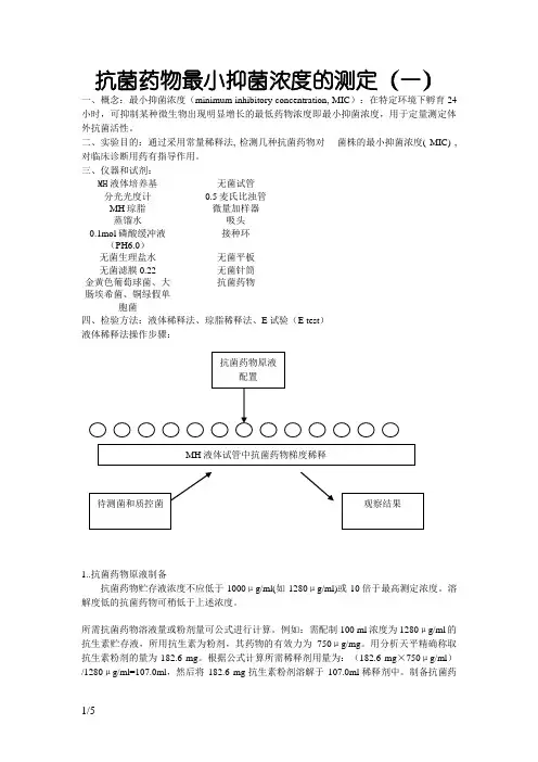抗菌药物最小抑菌浓度的测定
