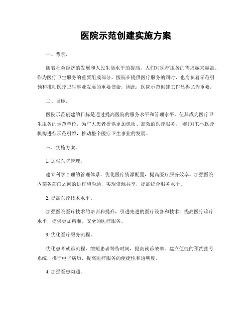 医院示范创建实施方案